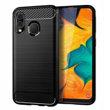 Futrola za Samsung Galaxy A40 oklopljena, karbonska, karbonska, crna + 5D staklo
