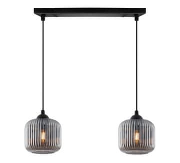 Viseća lampa Riffle crna, 2-polna, sjenilo grafit cilindar E27