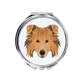 Rough Collie - ogledalo s fotografijom i geometrijskim natpisom