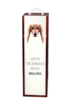 Perzijski hrt, Saluki - geometrijska kutija za vino s fotografijom i natpisom