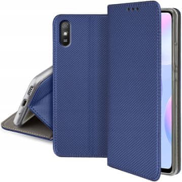 Futrola za Xiaomi Redmi 9A / 9AT / 9i pametna knjiga tamnoplava Novčanik + Staklo