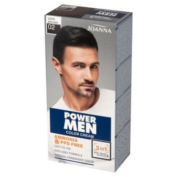 Joanna Power Men Color kremasta boja za kosu 3u1 za muškarce br. 02 - tamnosmeđa 100 g
