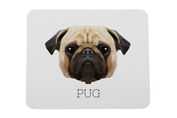 Mops, Pug, Carlin - geometrijska podloga za miša s fotografijom i natpisom