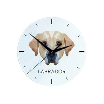 Labrador retriver - geometrijski zidni sat s fotografijom i natpisom