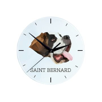 Bernard, pas Bernard - geometrijski zidni sat s fotografijom i natpisom a
