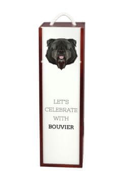 Bouvier des Flandres - geometrijska kutija za vino s fotografijom i natpisom a