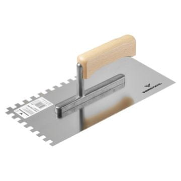 GLETARA OD NEHRĐAJUĆEG ČELIKA nazubljena s drvenom drškom 270x130mm (6x6mm)