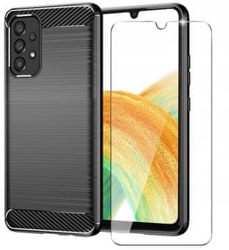 FUTROLA ZA Samsung A33 5G oklopljena karbonska futrola crna stražnja strana od karbona + staklo