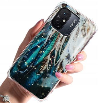 Futrola za Xiaomi Redmi 12C/Redmi 11a zlatna glamurozna pernata poleđina + staklo