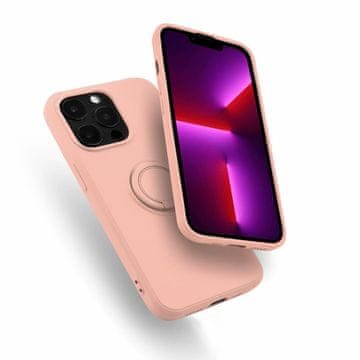 Silikonska futrola za iPhone 13 PRO s magnetskim prstenom, ružičasta stražnja strana + staklo