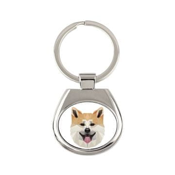 Akita, Akita Inu - geometrijski privjesak za ključeve s fotografijom i natpisom