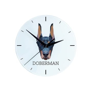 Doberman, Dobermann I - geometrijski zidni sat s fotografijom i natpisom