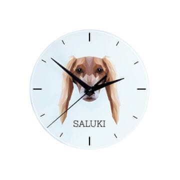 Perzijski hrt, Saluki - geometrijski zidni sat s fotografijom i natpisom