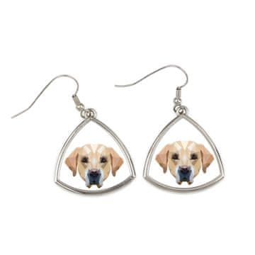 Labrador retriver - naušnice sa slikom i natpisom geometrijskog psa