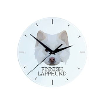 Finski Lapphund - geometrijski zidni sat s fotografijom i natpisom