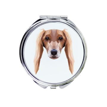 Perzijski hrt, Saluki - ogledalo s fotografijom i geometrijskim natpisom