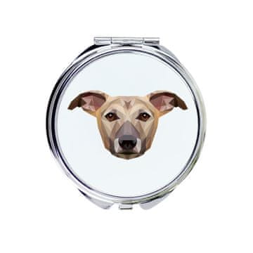 Whippet, engleski hrt - ogledalo s fotografijom i geometrijskim natpisom