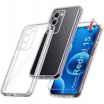 Prozirna maskica za Xiaomi Redmi 15 4G | 5G ojačana prozirna maskica 2MM + staklo