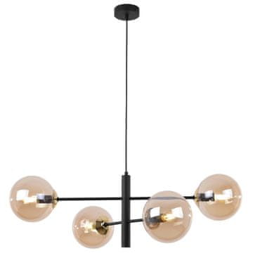 GH VICENZA CRNO-ZLATNA VISEĆA LAMPA S 4 RAVNE ŽAROVE, MEDENA E14