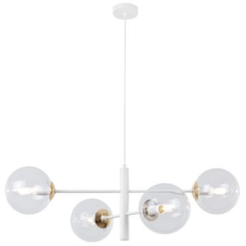 Viseća lampa Vicenza bijelo-zlatna, 4-p, bezbojno staklo, E14
