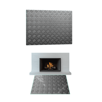 STAKLENI KAMIN KALJENO STAKLO DIMENZIJE PODNOŽJA 52x30cm GRAFIKA METAL