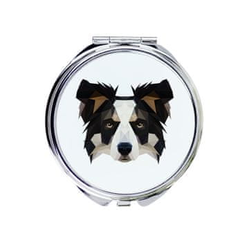 Border Collie - ogledalo s fotografijom i geometrijskim natpisom