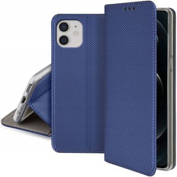 Futrola za Apple iPhone 12/12 PRO pametna magnetna futrola za knjige tamnoplava + staklo