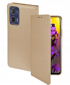 Futrola za Motorola Moto G73 pametna magnetna futrola za knjigu zlatna + 9H staklo