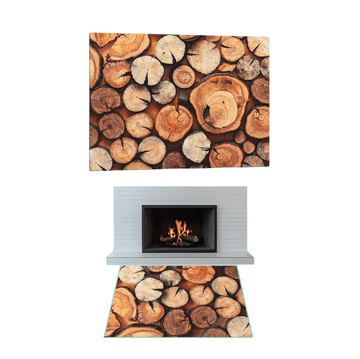 KALJENO STAKLO ZA KAMIN DIMENZIJE STAKLENE PODLOGE 52x50cm GRAFIKA DRVO