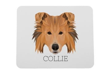 Rough Collie - geometrijska podloga za miša s fotografijom i natpisom