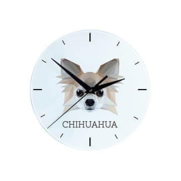 Dugodlaka čivava - geometrijski zidni sat s fotografijom i natpisom