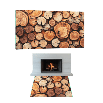 STAKLO ZA KAMIN KALJENO STAKLO DIMENZIJE PODNOŽJA 90x52cm GRAFIKA DRVO
