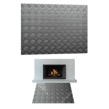 STAKLO ZA KAMIN KALJENO STAKLO DIMENZIJE PODNOŽJA 60x52cm GRAFIKA METAL