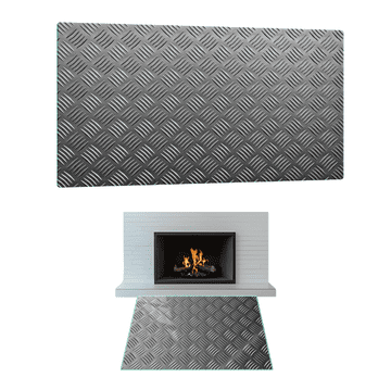 STAKLO ZA KAMIN KALJENO STAKLO DIMENZIJE PODNOŽJA 90x52cm GRAFIKA METAL