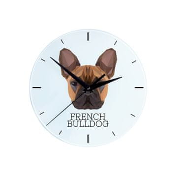 Francuski buldog - geometrijski zidni sat s fotografijom i natpisom