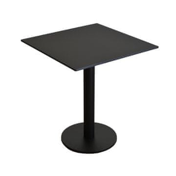 Stol za balkon i vrt vodootporni HPL 12mm 65x65cm crni mat okrugli noga