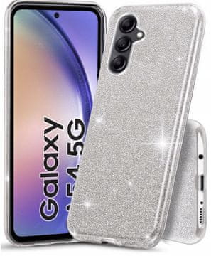 Futrola za Samsung Galaxy A54 5G glitter 3u1 srebrna stražnja strana + staklo