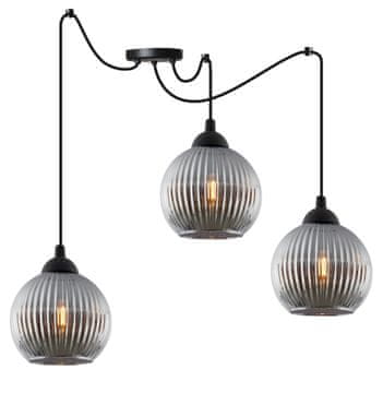 Viseća lampa riffle pauk crna, 3-polna, sjenilo grafit kugla E27
