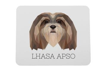 Lhasa Apso - geometrijska podloga za miša s fotografijom i natpisom