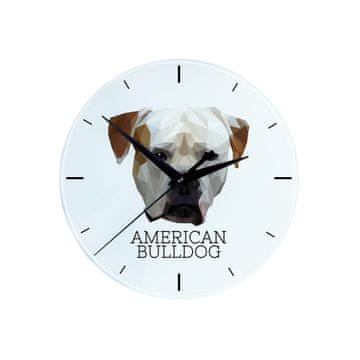 Američki buldog - geometrijski zidni sat s fotografijom i natpisom