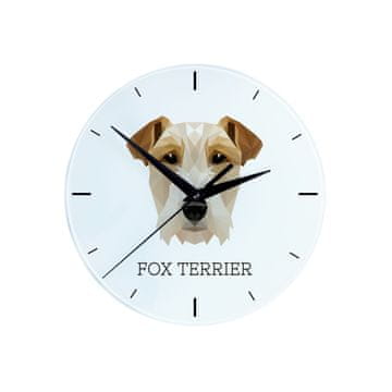 Žičani fox terijer - geometrijski zidni sat s fotografijom i natpisom