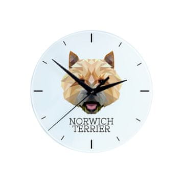 Norwich terijer - geometrijski zidni sat s fotografijom i natpisom