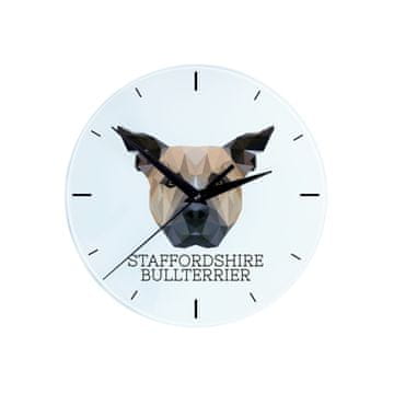 Staffordshire Bull Terrier, Staffik, Staffi - geometrijski zidni sat s fotografijom i natpisom