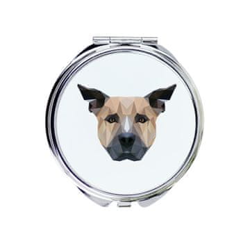 Staffordshire Bull Terrier, Staffik, Staffi - ogledalo s fotografijom i geometrijskim natpisom tvrtke