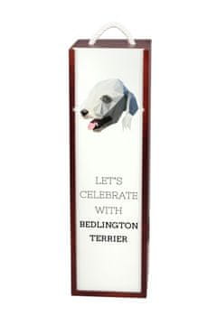 Bedlington terijer, Rothbury terijer - geometrijska kutija za vino s fotografijom i natpisom a