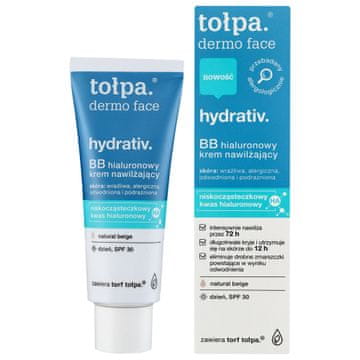Dermo Face Hydrativ hidratantna dnevna krema s hijaluronskom kiselinom BB SPF30 - prirodna bež 40 ml