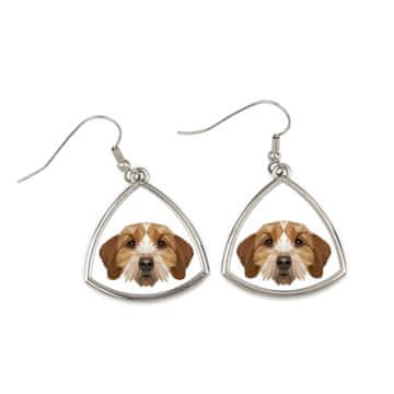 Basset Breton, Basset Fauve de Bretagne - naušnice s fotografijom i natpisom geometrijskog psa