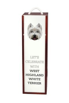 Zapadnoškotski bijeli terijer, westie - geometrijska kutija za vino s fotografijom i natpisom