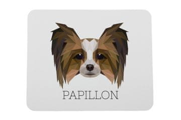 Papillon, kontinentalni španijel - geometrijska podloga za miša s fotografijom i natpisom