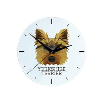 Yorkshire terijer, York, York, Yorkie - geometrijski zidni sat s fotografijom i natpisom